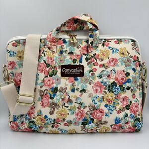 Canvaslove Pink Gold Rose Pattern Water Resistant Laptop Shoulder Messenger Bag